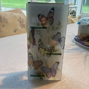 Glass butterfly candle sconce